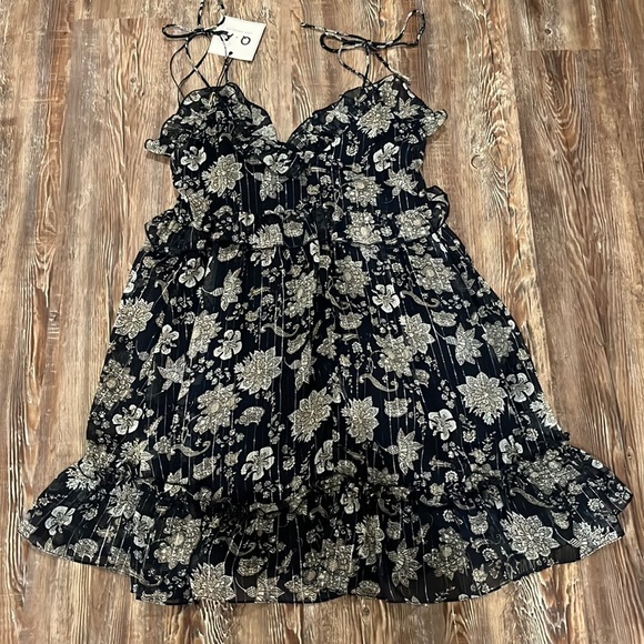 Chelsea28 Sleeveless Tiered Ruffle Mini Dress Blue Small - Picture 5 of 8